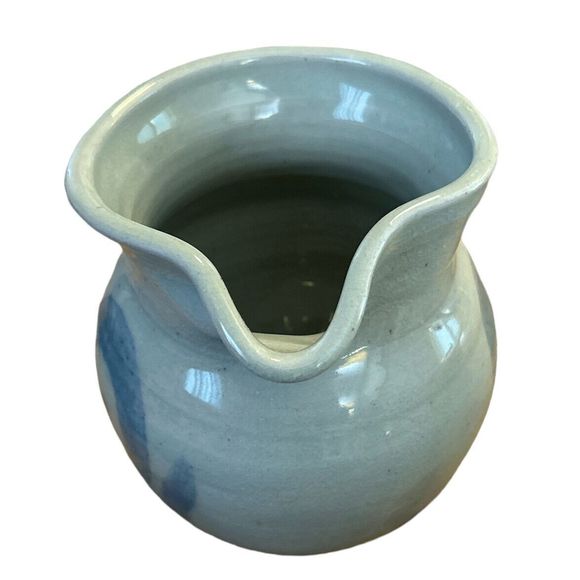 Light Gray Glazed Pottery Pitcher with Abstract Design - Picture 6 of 8
